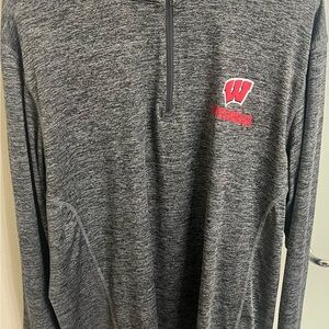 Wisconsin Gray Heather Quarter-Zip Long Sleeve Pullover